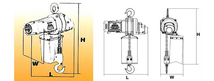 DU-825迷你環(huán)鏈電動葫蘆結構尺寸圖
