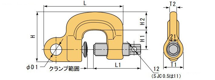 世霸SJC螺旋式鎖緊吊夾具結構尺寸圖片 世霸SJC螺旋式鎖緊吊夾具結構尺寸圖片